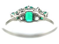 Art Deco Emerald & Diamond Three Stone Ring
