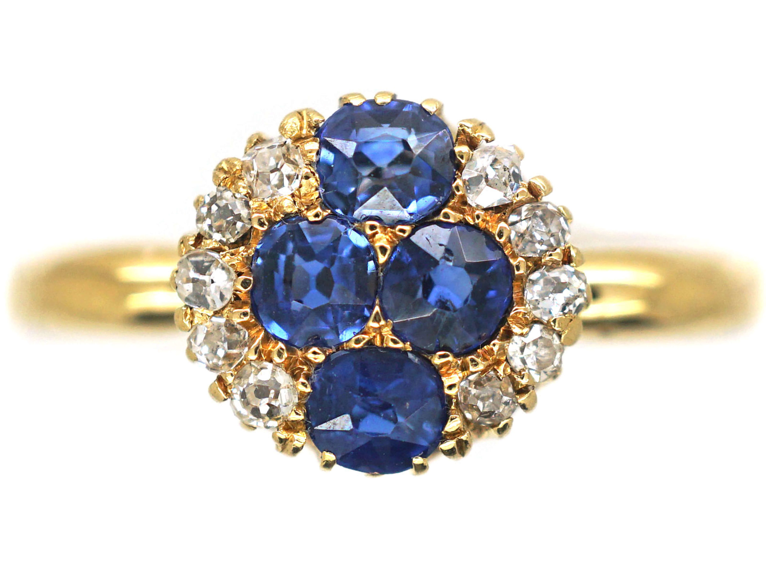 Edwardian 18ct Gold Sapphire & Diamond Cluster Ring (344/O) | The ...