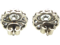 Early 20th Century Platinum & Diamond Cluster Earrings