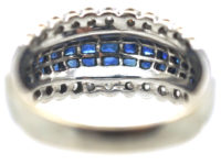 Art Deco French 18ct White Gold Invisible Set Sapphire & Diamond Ring