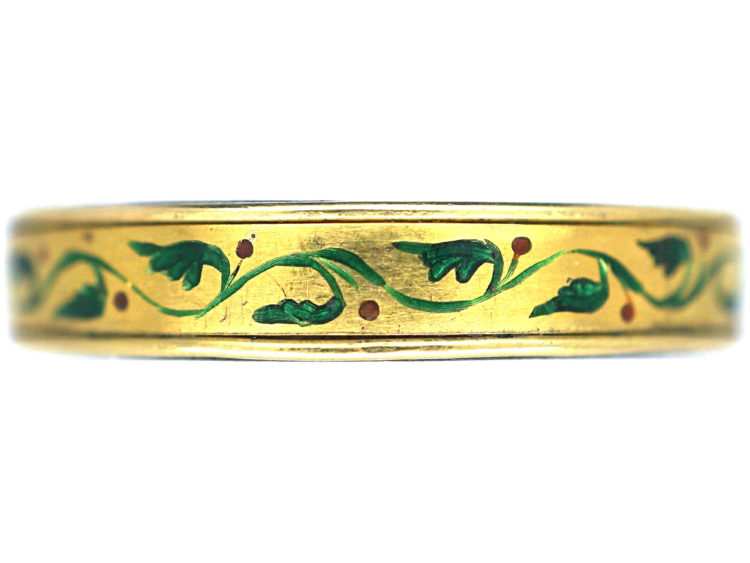 Victorian 18ct Gold Ring with Enamel Floral detailing