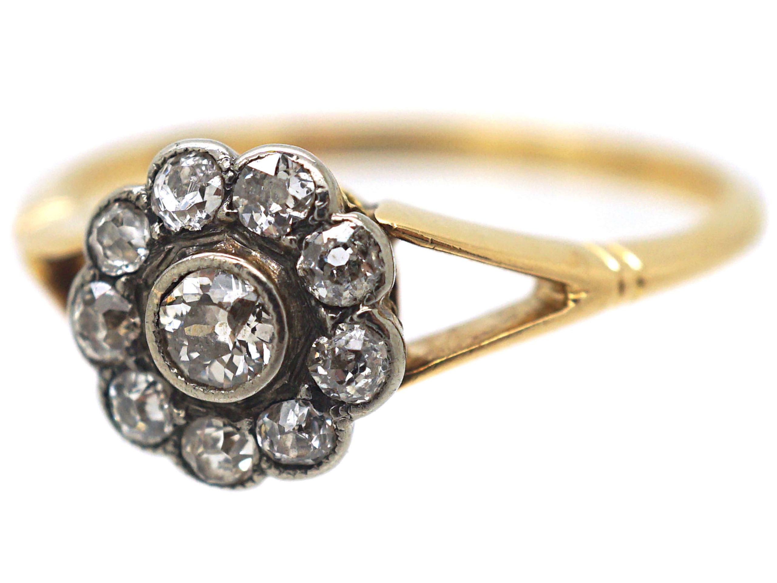Edwardian 18ct Gold & Diamond Cluster Ring (336/O) | The Antique ...