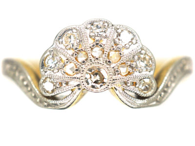 Art Deco 18ct Gold & Platinum, Diamond Fan Ring