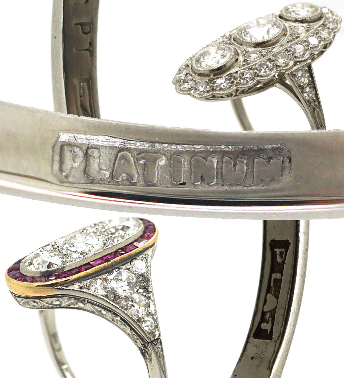 Platinum Art Deco rings