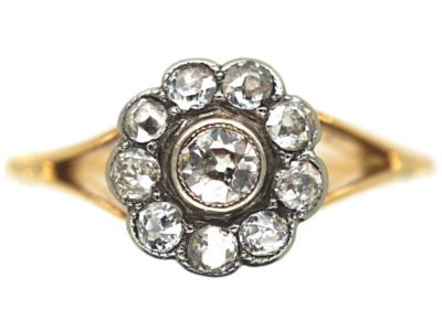 Edwardian 18ct Gold & Diamond Cluster Ring