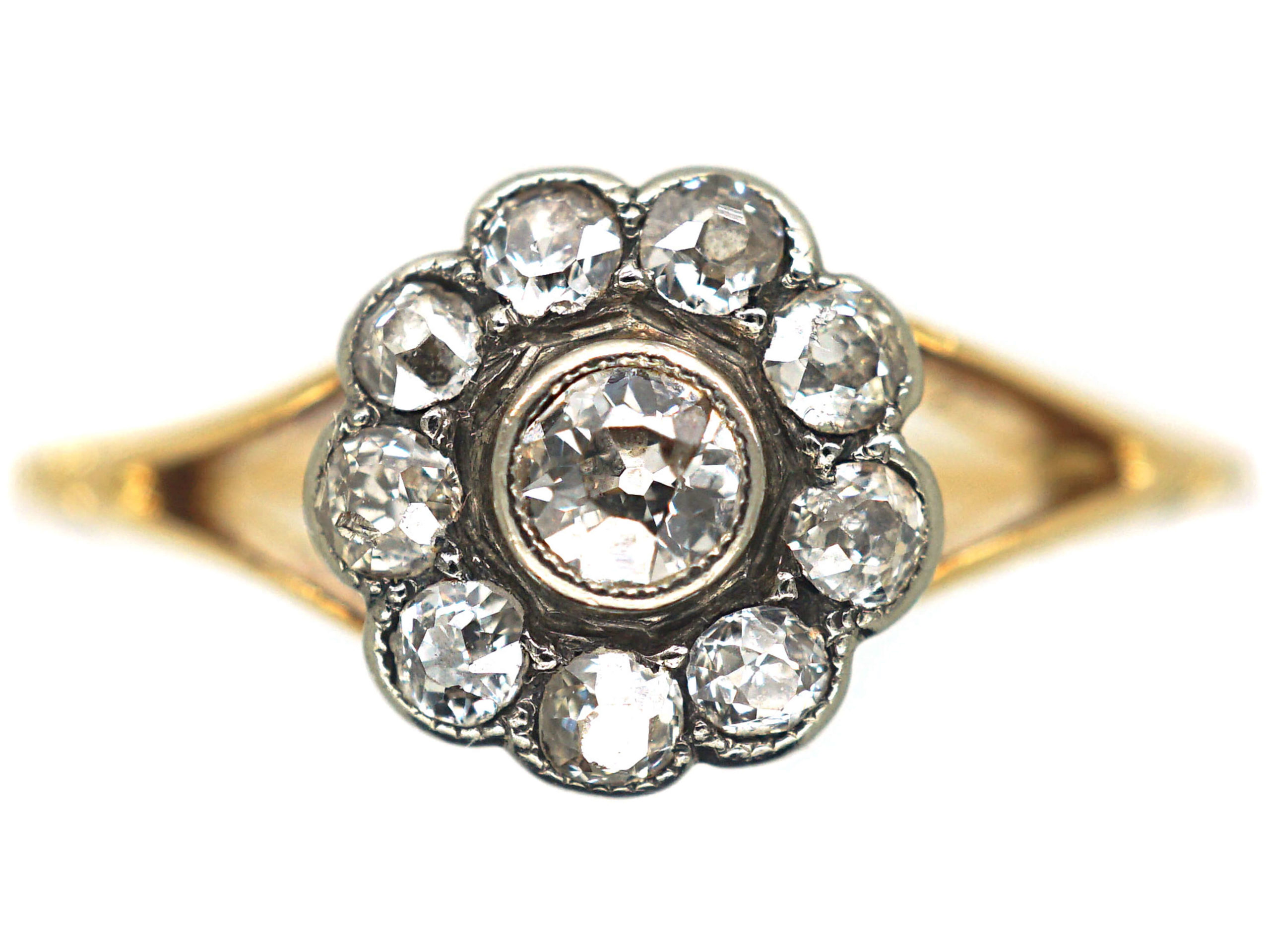 Edwardian 18ct Gold & Diamond Cluster Ring (336/O) | The Antique ...