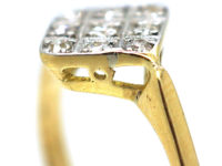 Art Deco 18ct Gold & Platinum, Diamond Shaped Diamond Set Ring