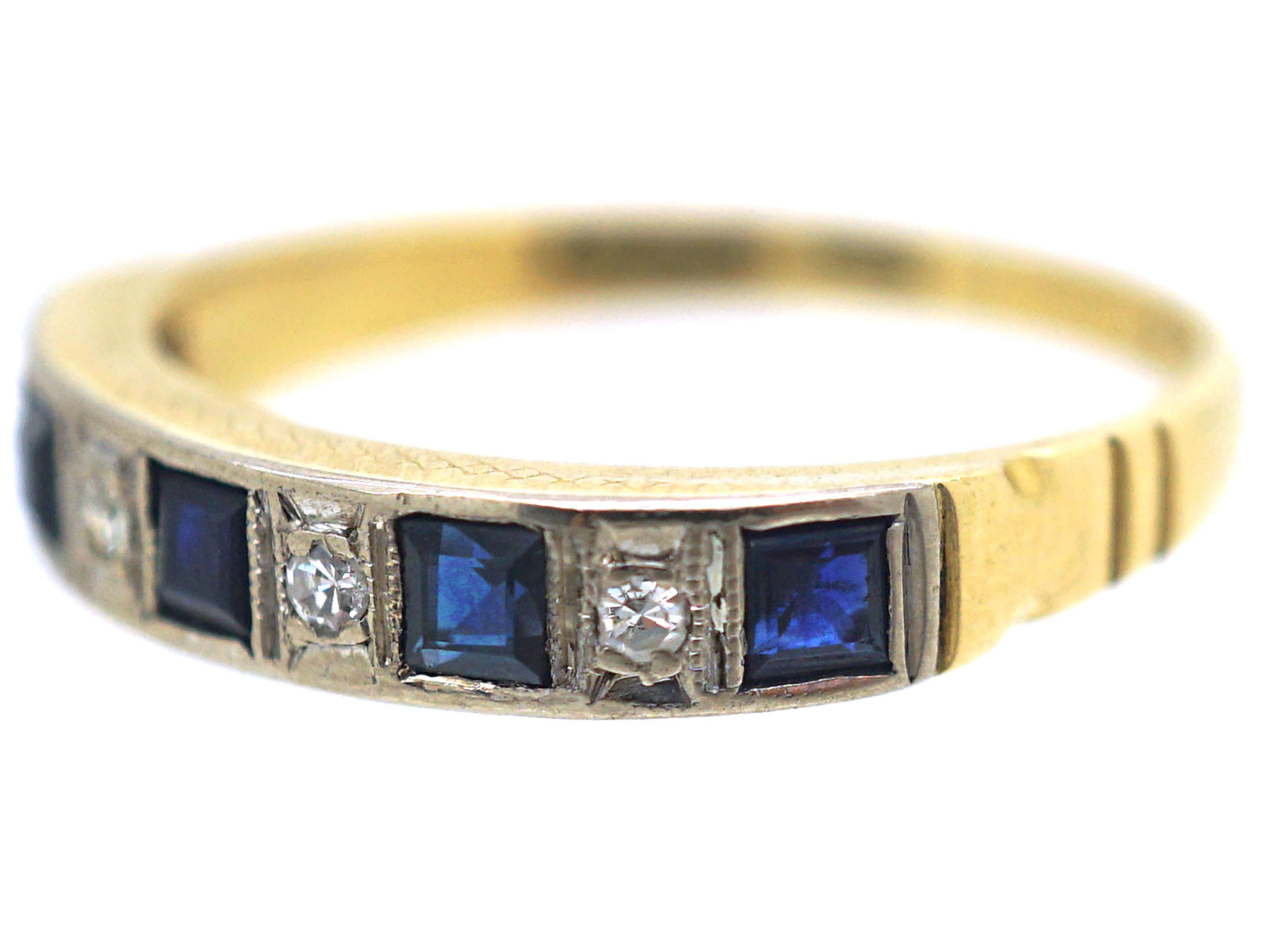 18ct Gold Sapphire & Diamond Half Eternity Ring (802N) | The Antique ...