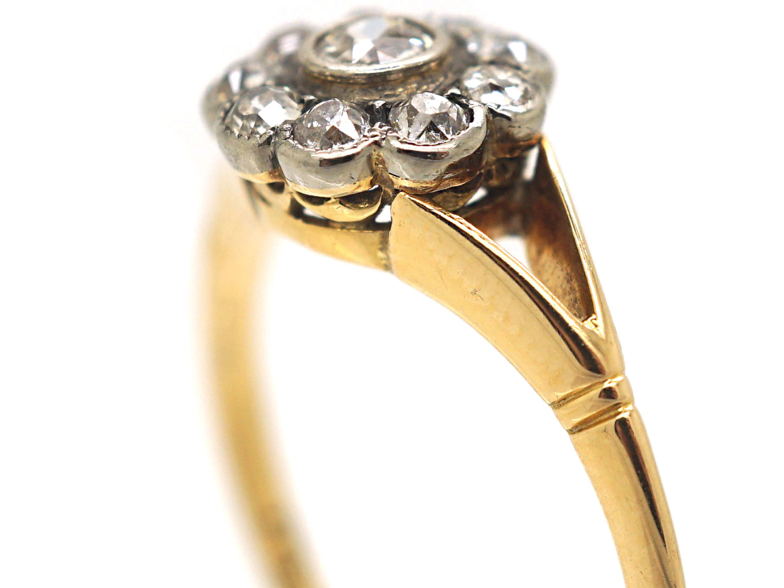 Edwardian 18ct Gold & Diamond Cluster Ring (336/O) | The Antique ...