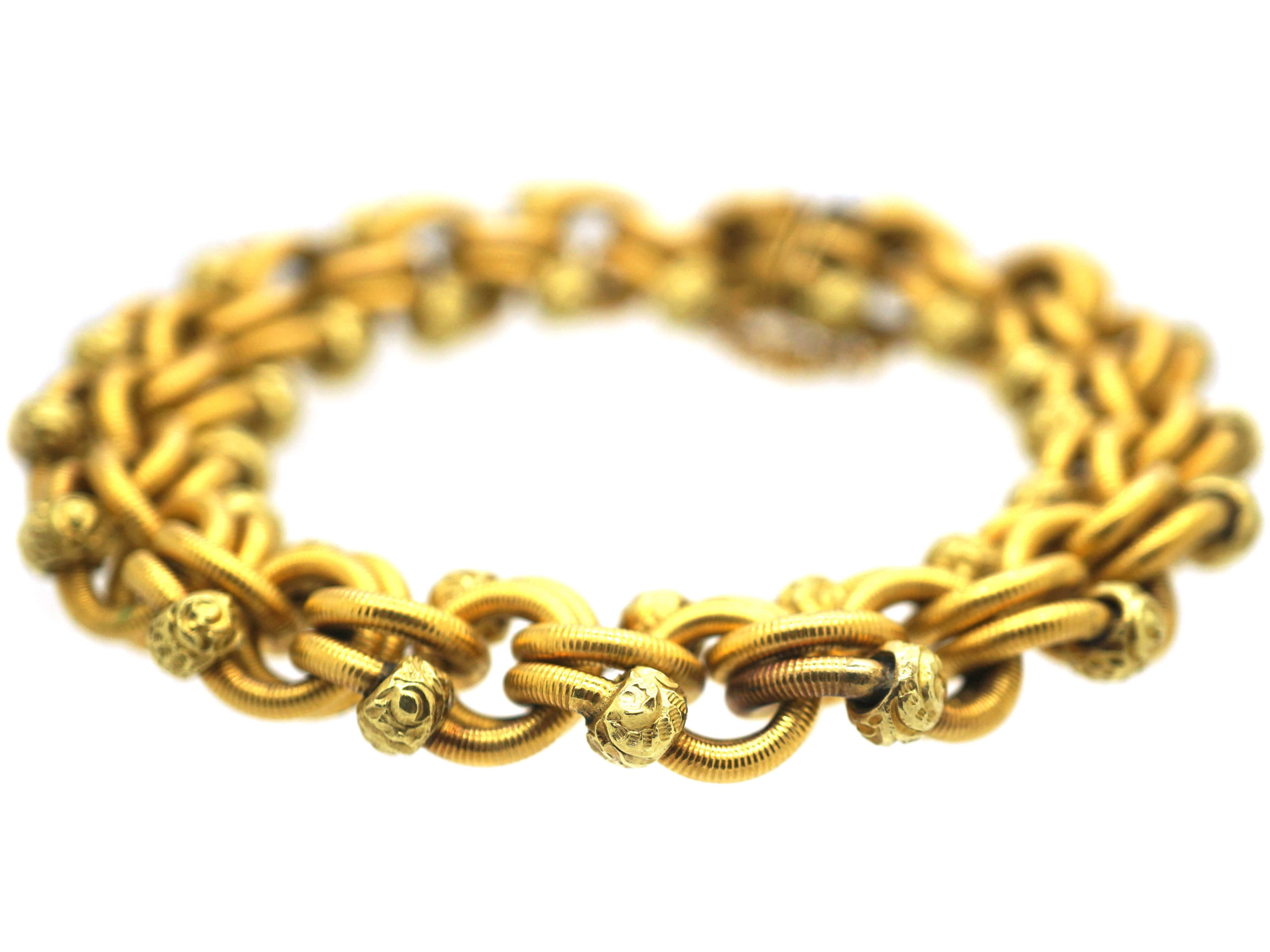 French Belle Epoque 18ct Two Colour Gold Woven Design Bracelet (17P ...