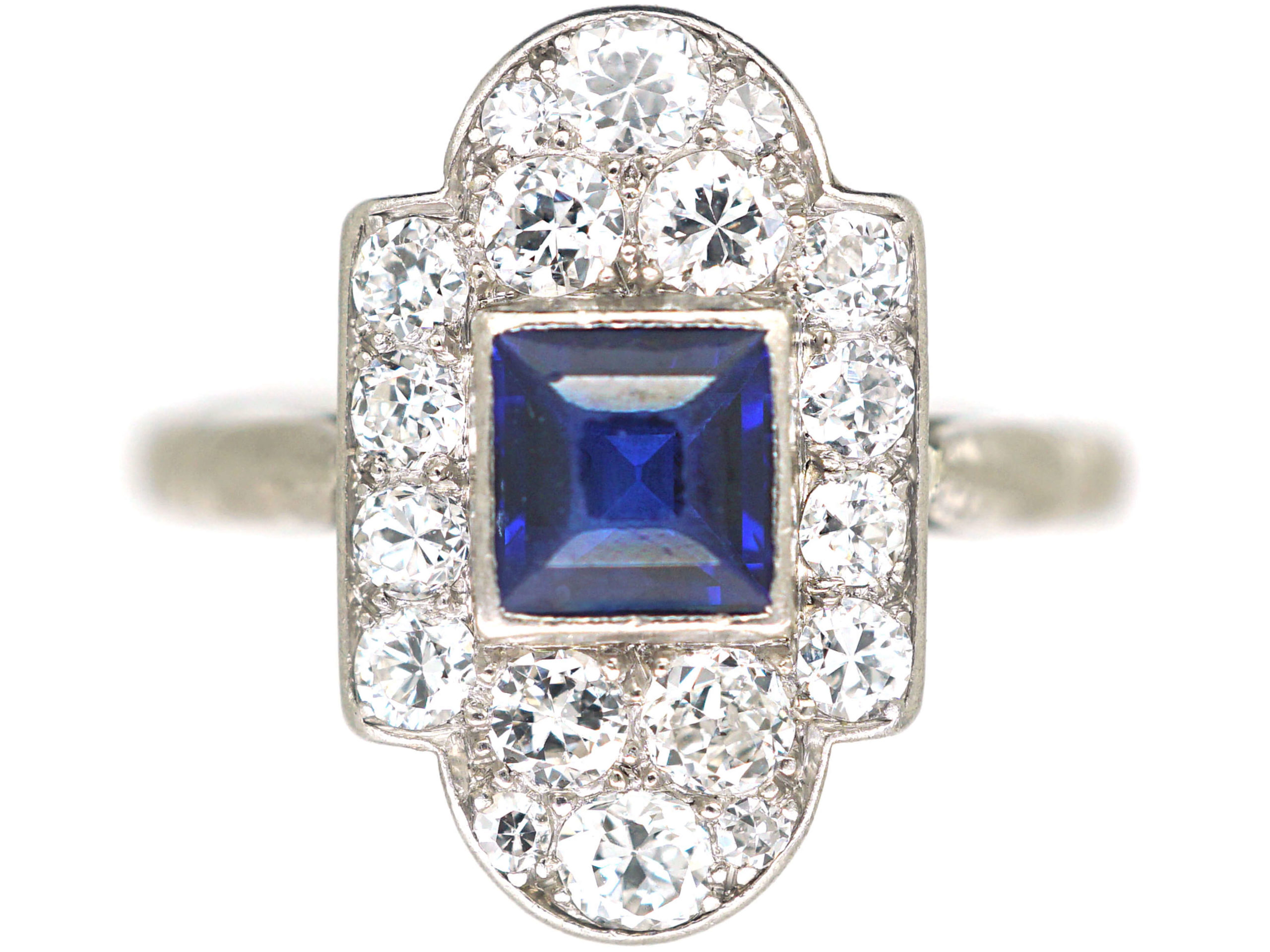 Art Deco Platinum, Sapphire & Diamond Geometric Ring (954N) | The ...