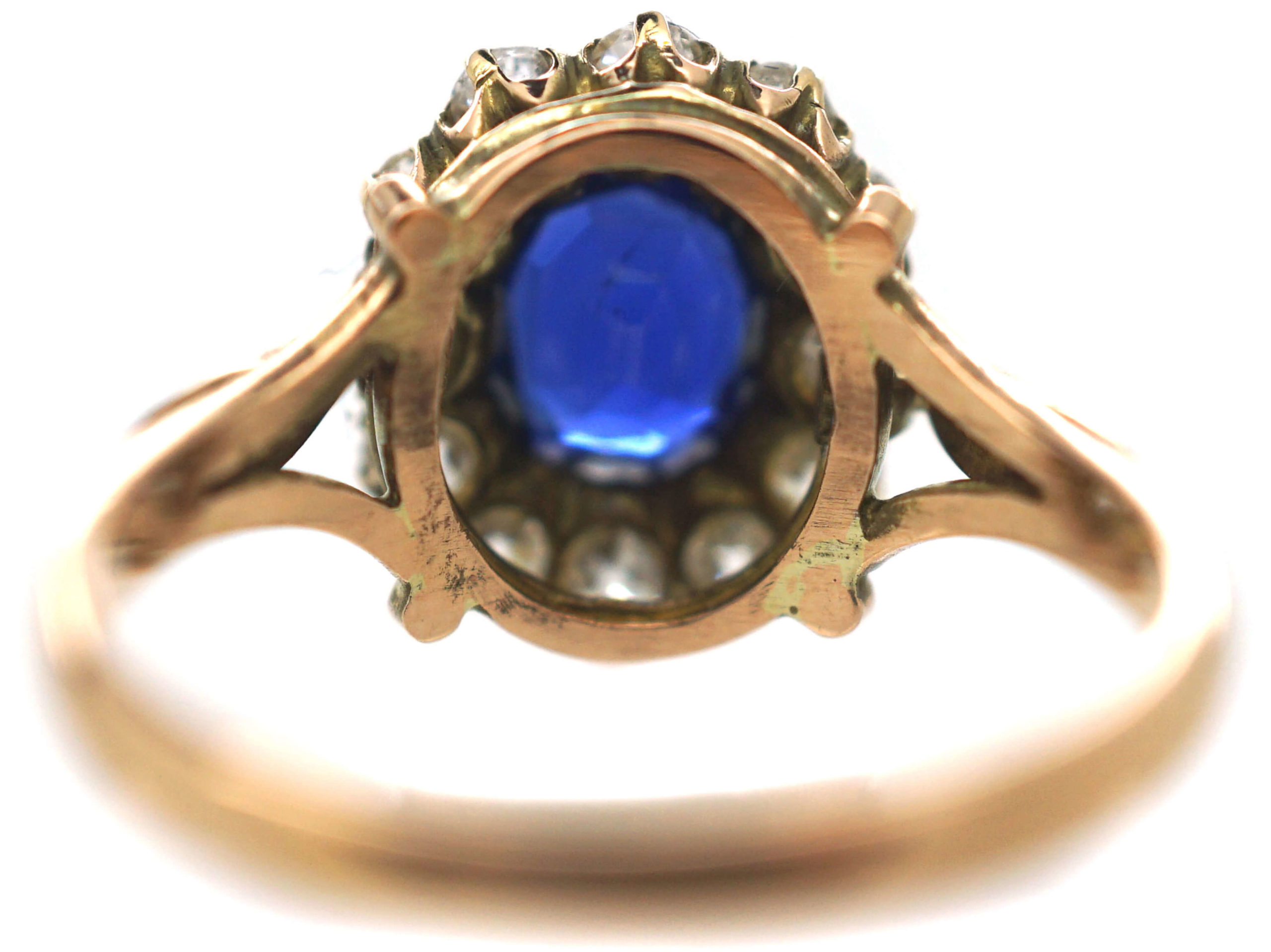 Edwardian 18ct Gold, Sapphire & Diamond Oval Cluster Ring (982N) | The ...
