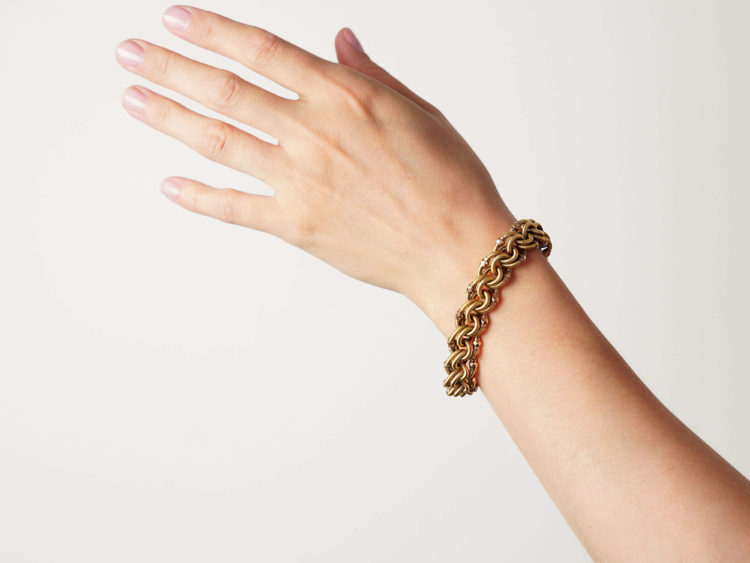 French Belle Epoque 18ct Two Colour Gold Woven Design Bracelet