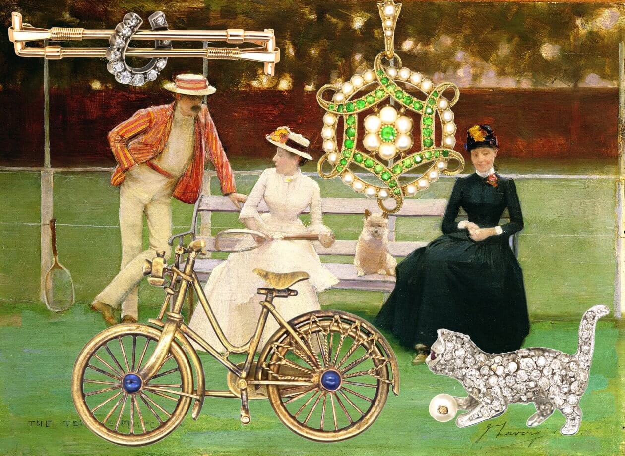 Edwardian jewellery and The Tennis Match by J. Larvey