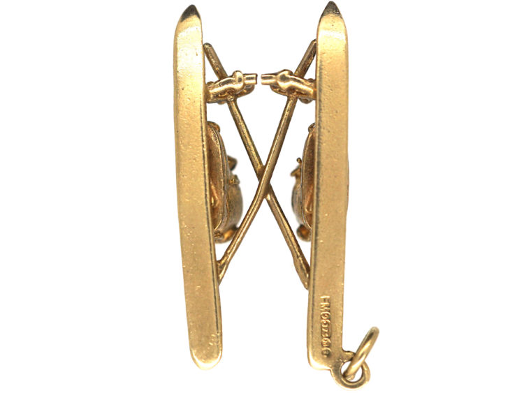 9ct Gold Skis & Poles Pendant / Charm