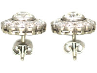 Early 20th Century Platinum & Diamond Cluster Earrings