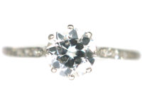 Edwardian Platinum & Diamond Solitaire Ring with Diamond set Shoulders