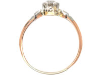 Edwardian 18ct Rose Gold and Platinum Solitaire Diamond Ring with Diamond set Shoulders
