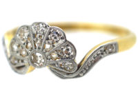 Art Deco 18ct Gold & Platinum, Diamond Fan Ring