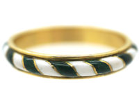 Victorian 18ct Gold Green & White Enamel Ring