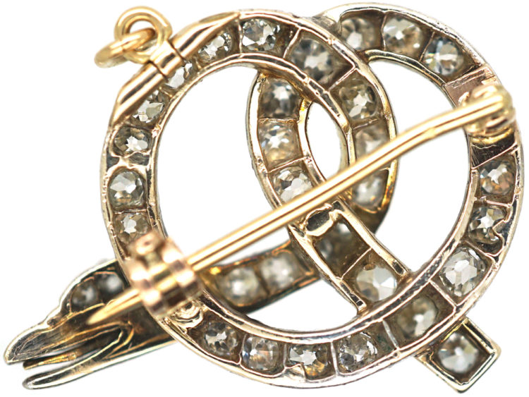 Victorian Coily Snake Brooch / Pendant set with Diamonds