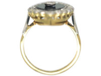 Art Deco 18ct Gold & Platinum, Onyx & Diamond Marquise Shaped Ring