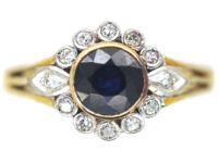 Early 20th Century 14ct Gold Sapphire & Diamond Cluster Ring