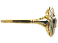 French Art Deco Platinum & 18ct Gold Diamond Geometric Shaped Target Ring