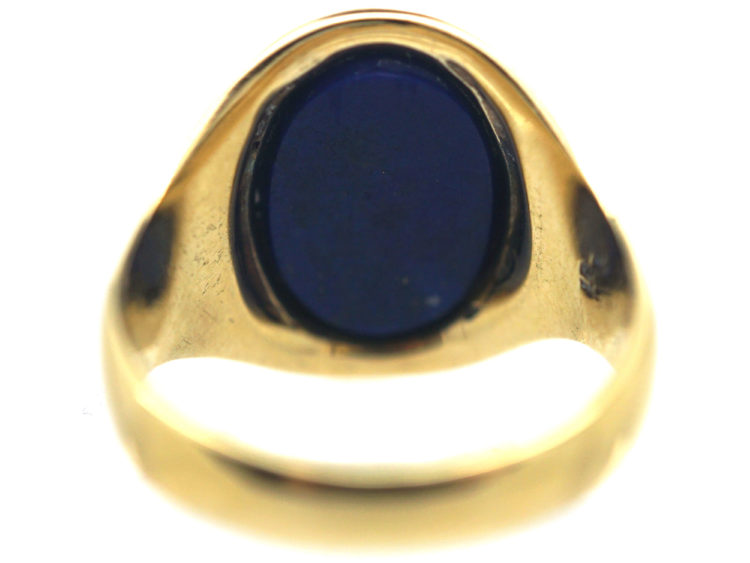 Gold Signet Ring with Lapis Lazuli Intaglio of a Crest