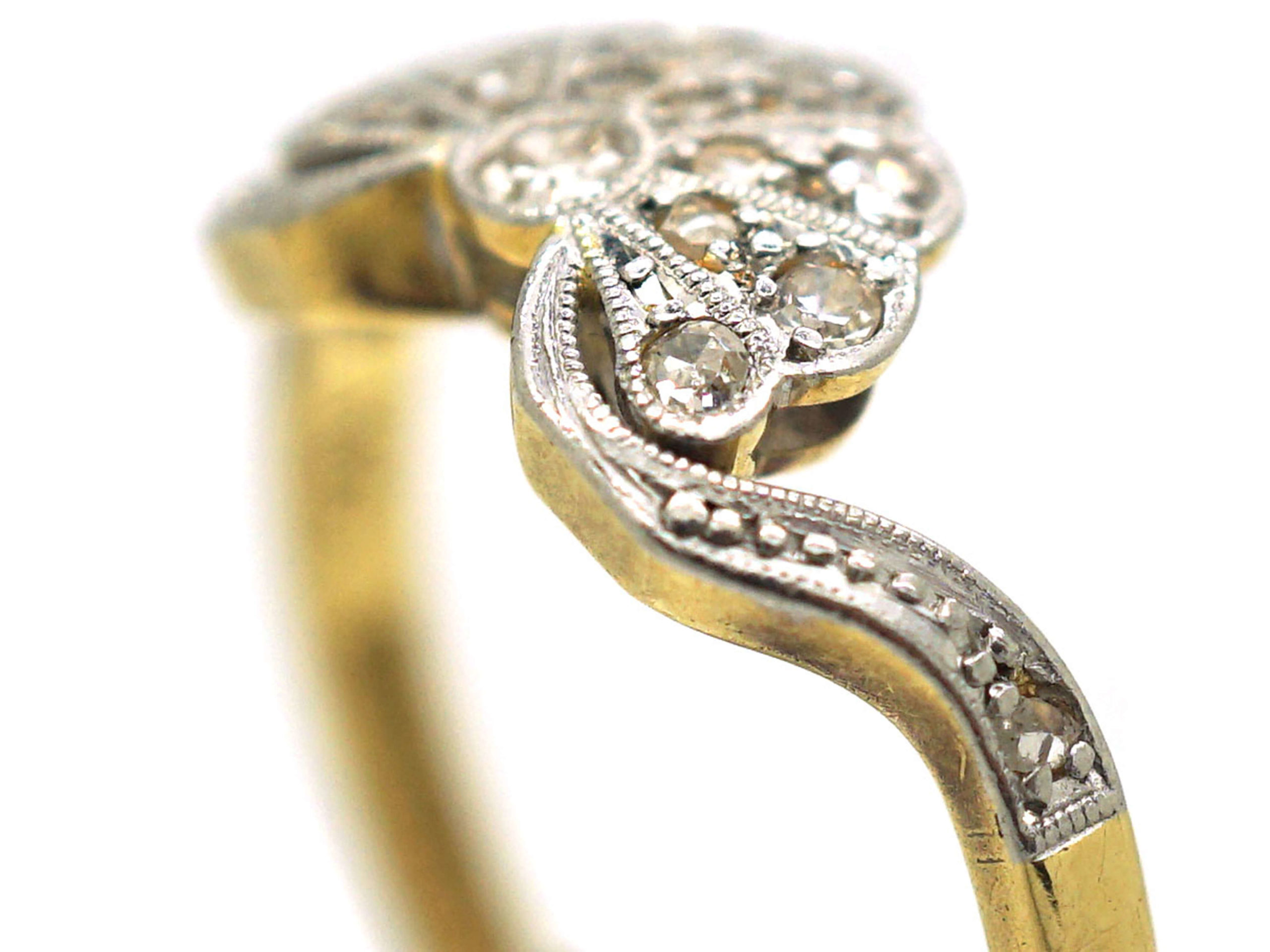 Art Deco 18ct Gold & Platinum, Diamond Fan Ring (328/O) The Antique
