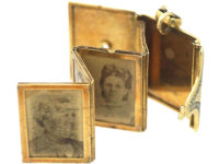 Victorian 18ct Gold Envelope Locket with Enamelled Lady & Eight Locket Compartments Inside