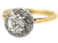 Art Deco 18ct Gold & Platinum, Diamond Daisy Cluster Ring