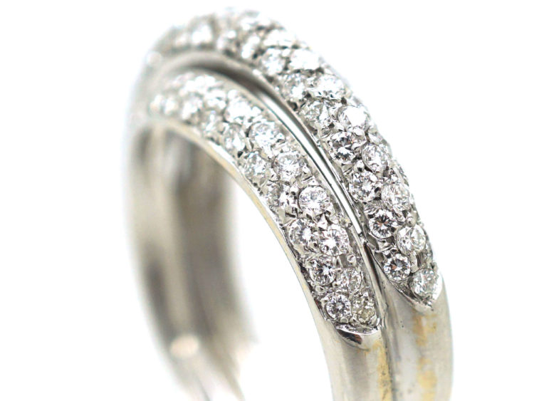 18ct White Gold & Diamond Triple Crossover Ring
