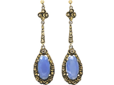 Art Deco Silver & Chalcedony Earrings by Theodor Fahrner