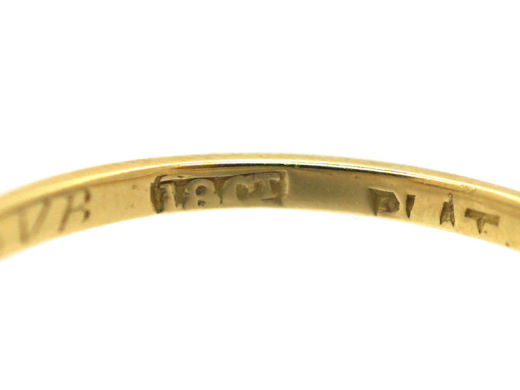 Art Deco 18ct gold & Platinum, Diamond Solitaire Ring with Diamond Set Shoulders