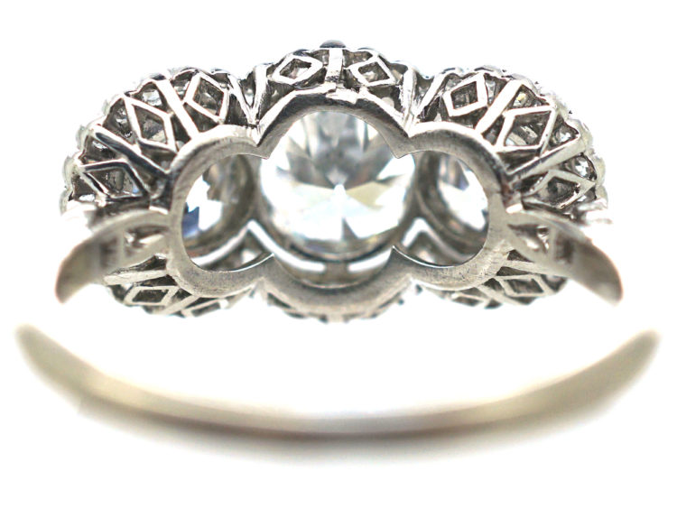 Edwardian Platinum & Diamond Triple Cluster Ring