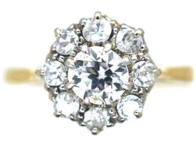 18ct Gold & Platinum, Diamond Daisy Cluster Ring