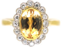 18ct Gold, Topaz & Diamond Oval Cluster Ring
