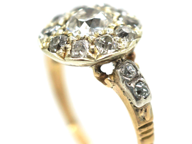 Georgian 18ct Gold Diamond Cluster Ring