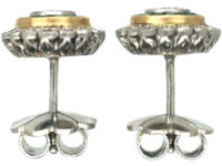 Art Deco 18ct Gold & Platinum, Emerald & Diamond Target Earrings