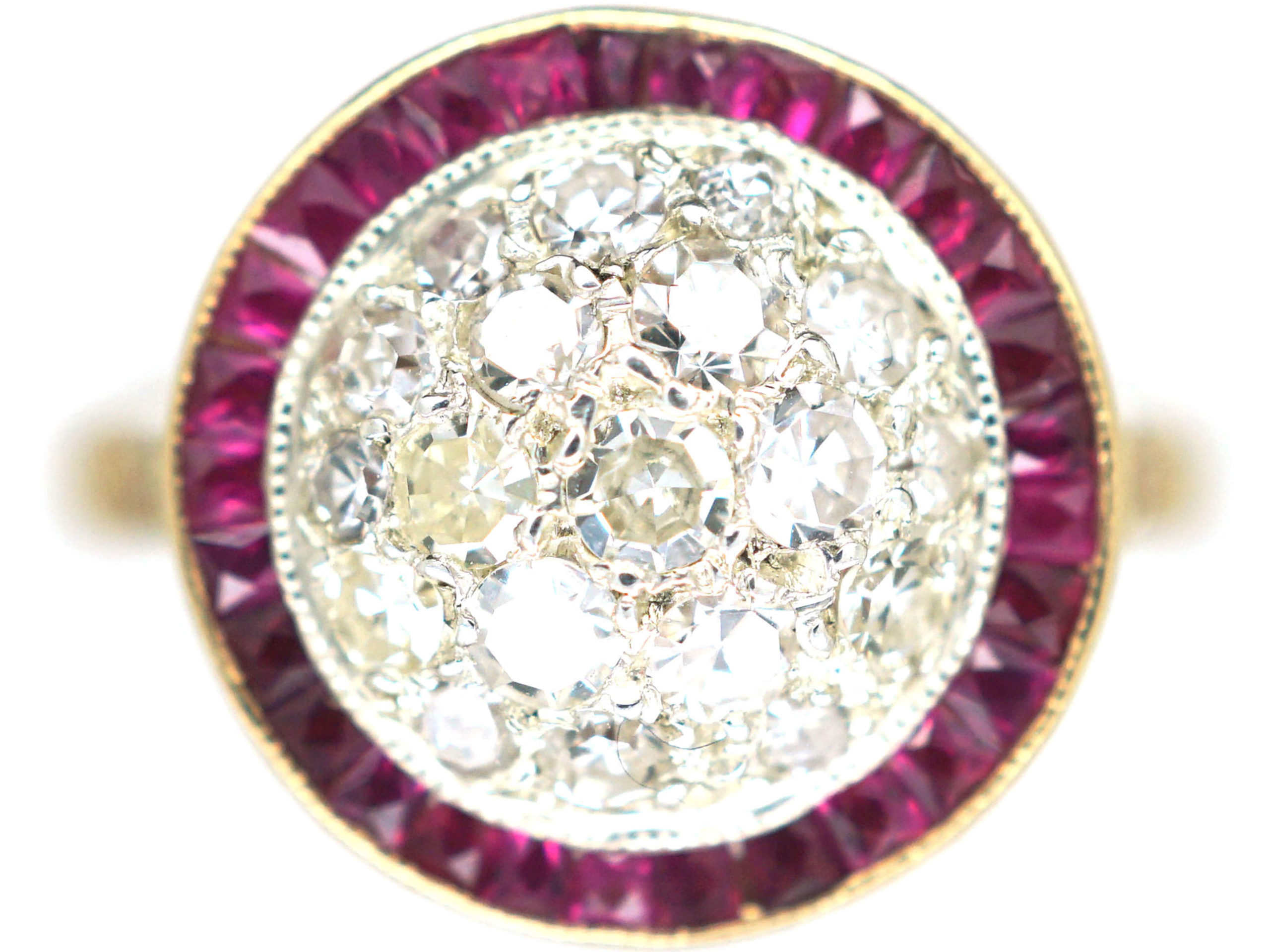 Art Deco 18ct Gold & Platinum, Ruby & Diamond Target Ring (146P) | The ...