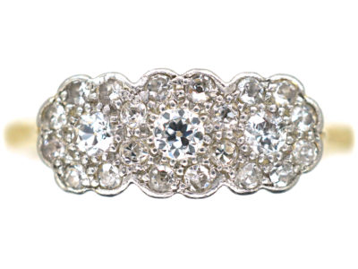 Edwardian 18ct Gold & Platinum, Diamond Triple Cluster Ring
