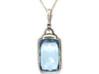 Art Deco Silver & Synthetic Blue Spinel Pendant on a Silver Chain