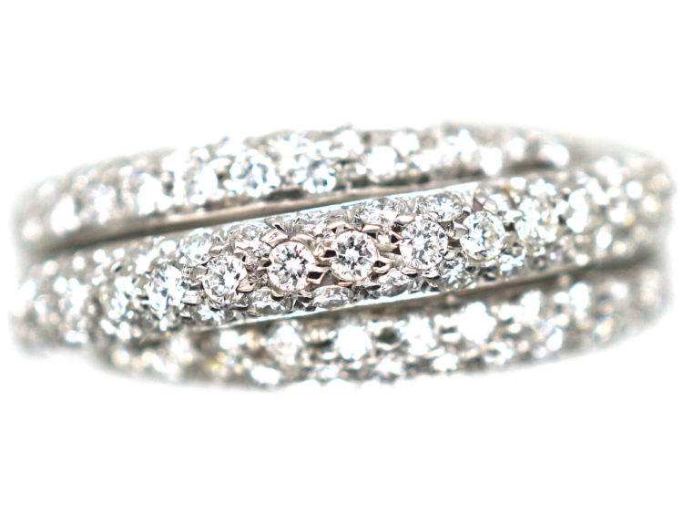 18ct White Gold & Diamond Triple Crossover Ring