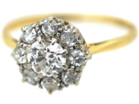 18ct Gold & Platinum, Diamond Daisy Cluster Ring