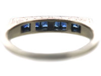 Art Deco 18ct White Gold & Sapphire Half Eternity Ring
