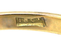 Edwardian 18ct Gold Three Stone Diamond Carved Half Hoop Ring