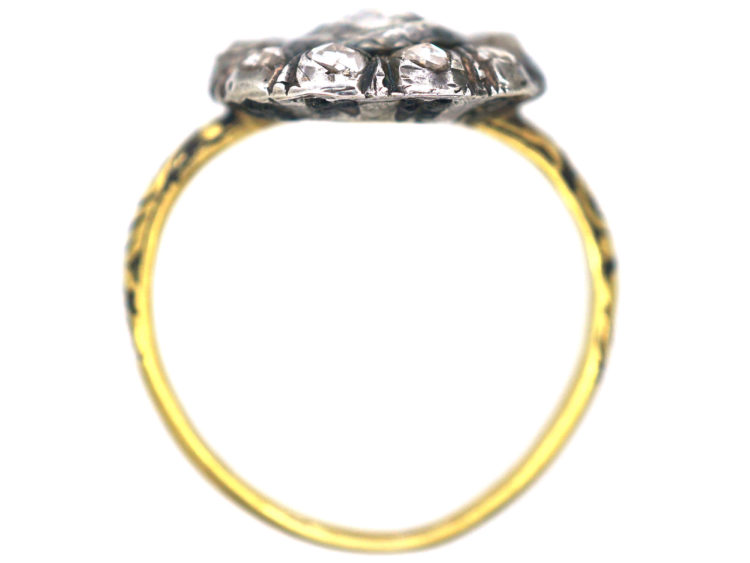 Stuart Rose Diamond Cluster Ring with Black Enamel Detail