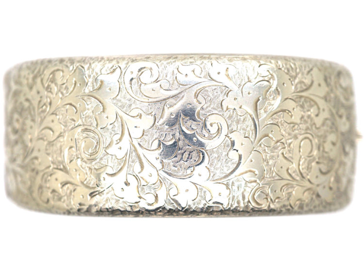 Victorian Wide Silver Engraved Bangle