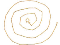 Edwardian 14ct Gold Baton & Trace Link Chain